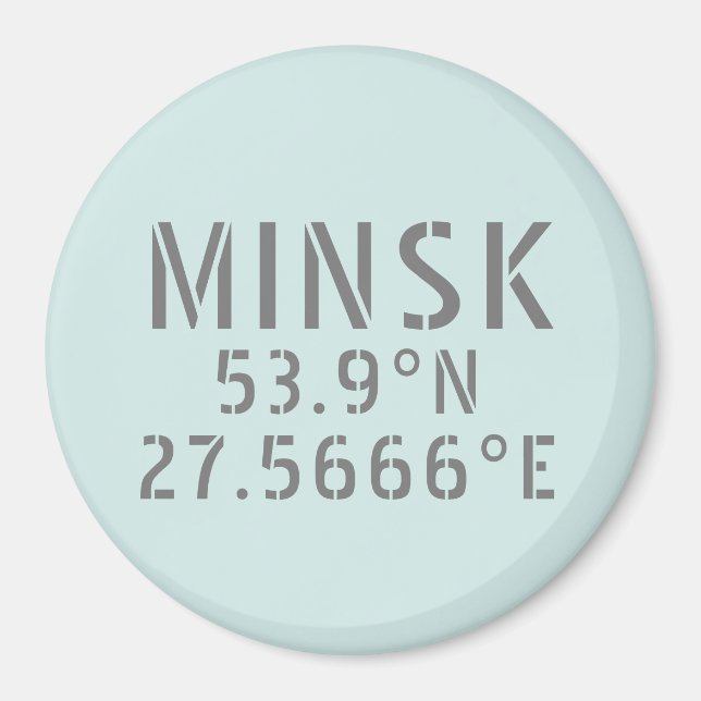 Koordinaten der Minsk Latitude Longitude Magnet (Vorne)