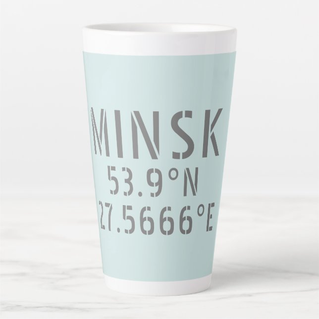 Koordinaten der Minsk Latitude Longitude Milchtasse (Vorderseite)