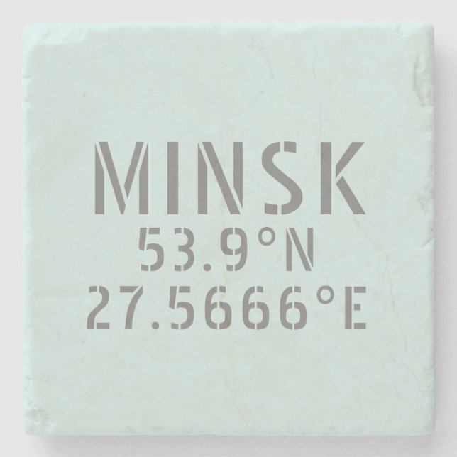 Koordinaten der Minsk Latitude Longitude Steinuntersetzer (Vorderseite)