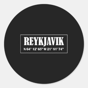 Koordinaten der Stadt Reykjavik Island Runder Aufkleber