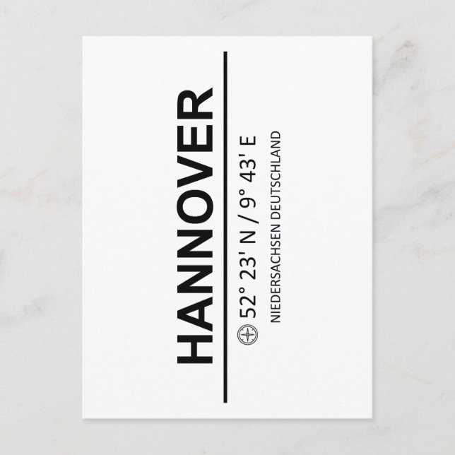 Koordinaten Hannover Postkarte (Vorderseite)