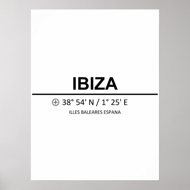 Koordinaten Ibiza Poster (Vorne)