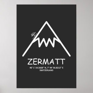 Koordinaten Zermatt Schweiz Poster