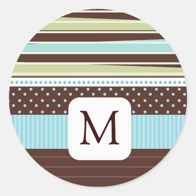 Koordination von Monogramm-Umschlag Aufklebern Runder Aufkleber (Vorderseite)