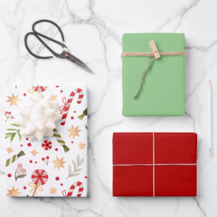 Koordinierte Weihnachtsbonbon-Verpackung  Geschenkpapier Set