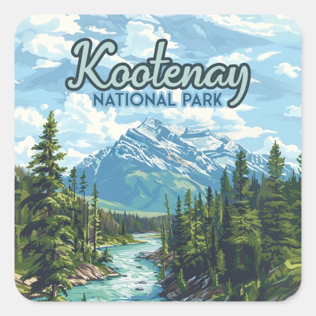 Kootenay National Park Canada British Columbia Quadratischer Aufkleber (Vorderseite)