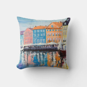 Kopenhagen an einem strahlenden Tag, farbenfrohe G Kissen