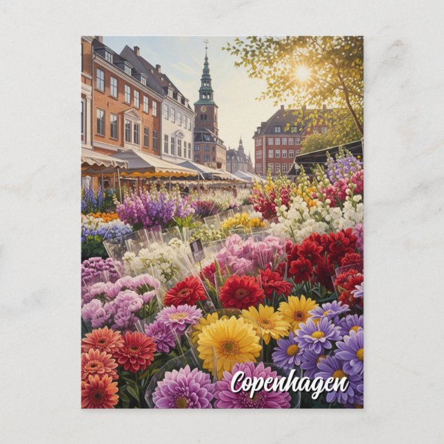 Kopenhagen Blume Markt Dänemark Postkarte (Vorderseite)