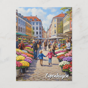 Kopenhagen Blume Markt Dänemark Postkarte