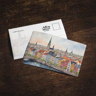 Kopenhagen Dänemark Aquarell Postcard Einladung