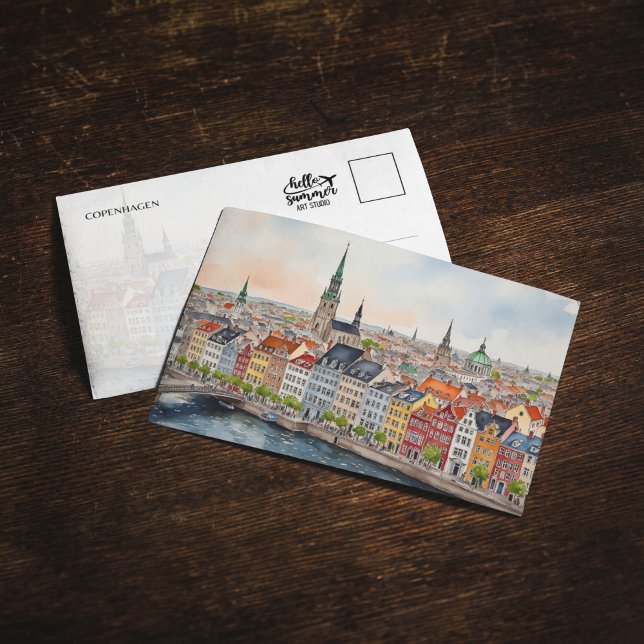 Kopenhagen Dänemark Aquarell Postcard Einladung (Von Creator hochgeladen)