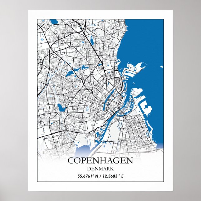 Kopenhagen Dänemark City Map Travel Simple Minimal Poster (Vorne)