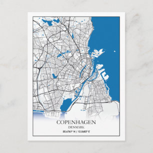 Kopenhagen Dänemark City Map Travel Simple Minimal Postkarte