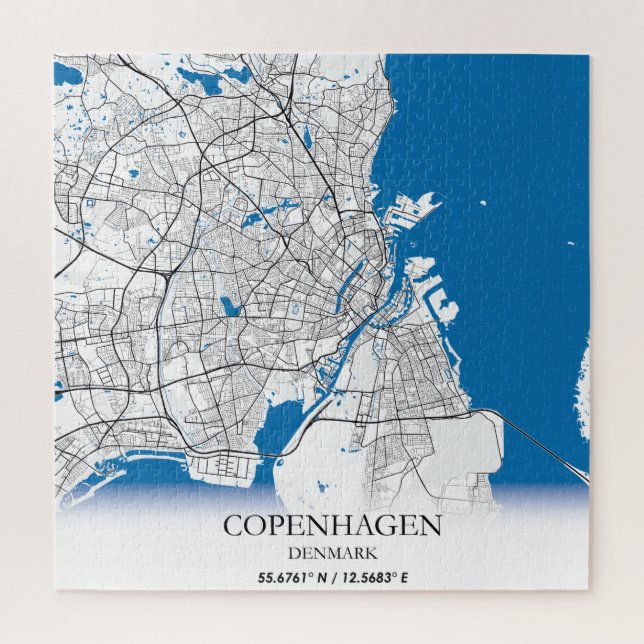 Kopenhagen Dänemark City Map Travel Simple Minimal Puzzle (Vertikal)