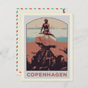 Kopenhagen Dänemark, die kleine Meerjungstatue Pos Postkarte