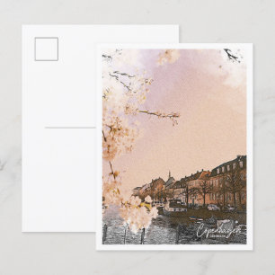 Kopenhagen Dänemark Farbe Bleistift Stadt Landscha Postkarte