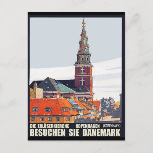 Kopenhagen, Dänemark. Häuser in der Innenstadt und Postkarte
