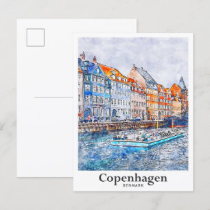 Kopenhagen Dänemark Kunst Reise Aquarell Skizze Postkarte
