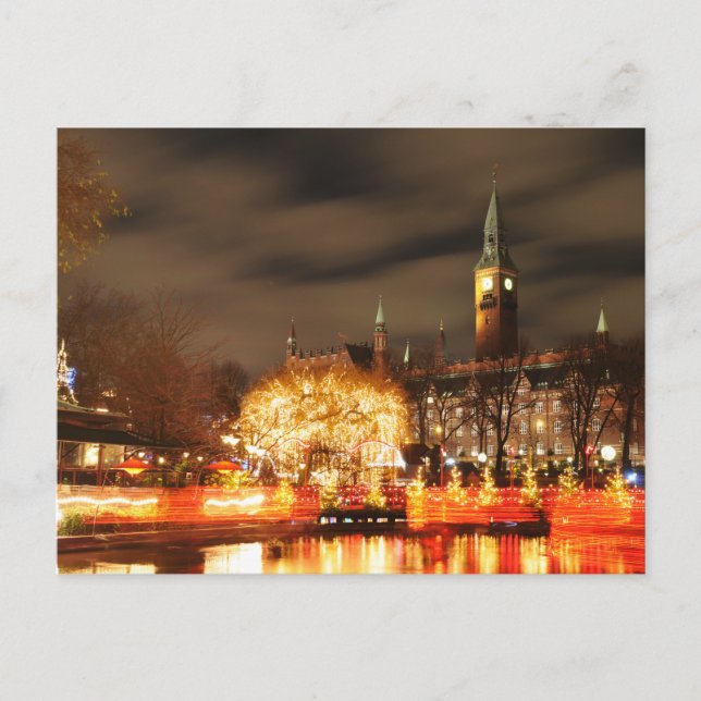 Kopenhagen, Dänemark nachts Postkarte (Vorderseite)
