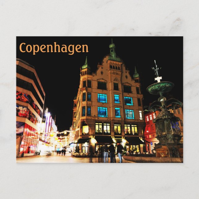 Kopenhagen, Dänemark nachts Postkarte (Vorderseite)