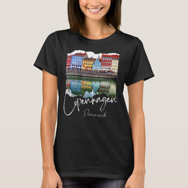 Kopenhagen Dänemark Nachts T-Shirt (Vorderseite)