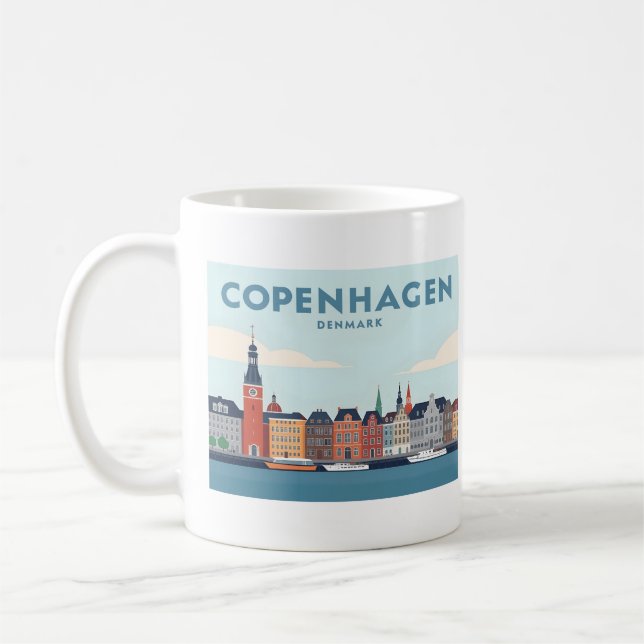 Kopenhagen Dänemark Nyhavan Waterfront Pastel Trav Kaffeetasse (Links)