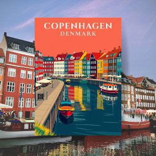 Kopenhagen Dänemark Nyhavn Kanal Europa Reise Postkarte