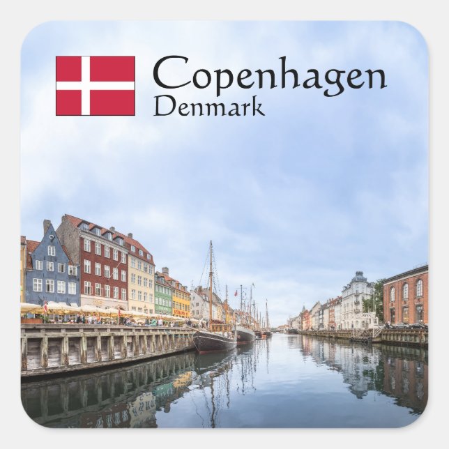 Kopenhagen Dänemark Quadratischer Aufkleber (Vorderseite)