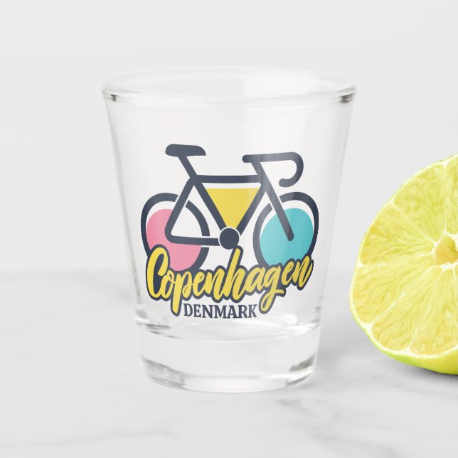 Kopenhagen Dänemark Radfahren Schnapsglas (Vorderseite)
