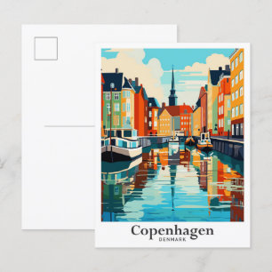 Kopenhagen Dänemark Reise Kunst Vintage-Illustrati Postkarte