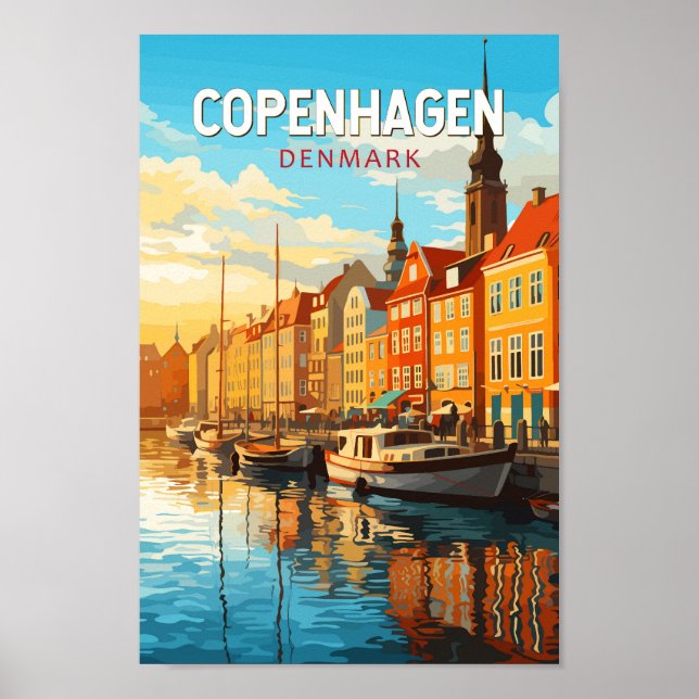 Kopenhagen Dänemark Reisekunst Vintag Poster (Vorne)