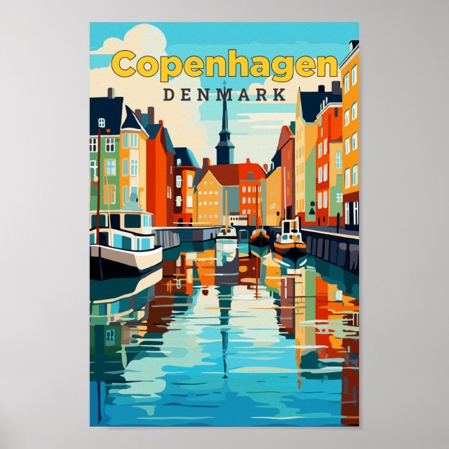 Kopenhagen Dänemark Reisekunst Vintag Poster (Vorne)