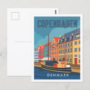 Kopenhagen Dänemark Reiseort Illustration Postkarte