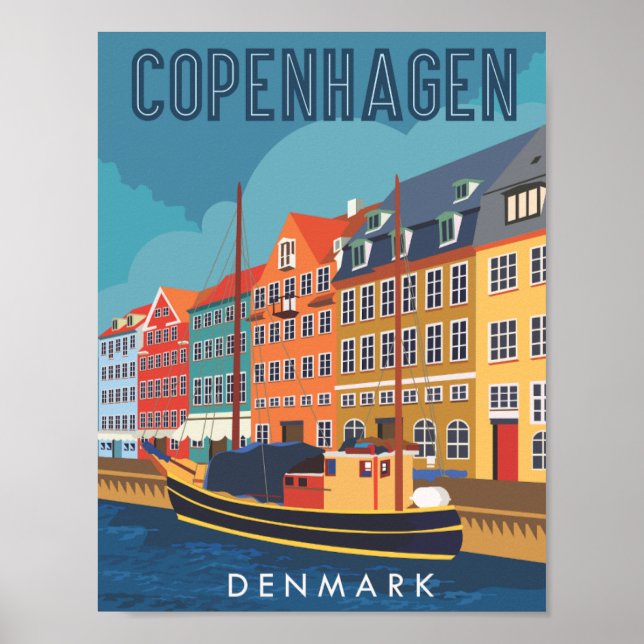 Kopenhagen Dänemark Reiseziel Illustration Poster (Vorne)