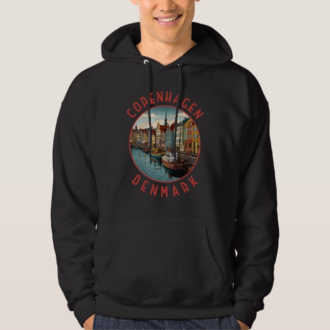 Kopenhagen Dänemark Retro Distressed Circle Hoodie (Vorderseite)