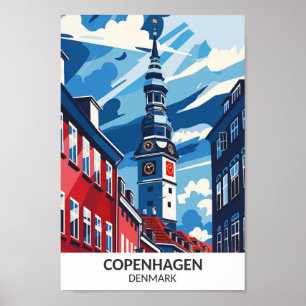 Kopenhagen Dänemark Retro-Kunst Reise  Poster