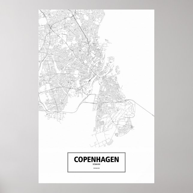Kopenhagen, Dänemark (schwarz auf weiß) Poster (Vorne)