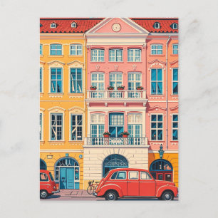 Kopenhagen Dänemark Vintage Pastellfarben Postkarte