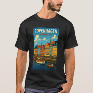 Kopenhagen Dänemark Vintage-Reise-Kunst für Zuhaus T-Shirt