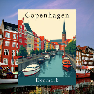 Kopenhagen, Dänemark Vintage Reise Kunst Postkarte