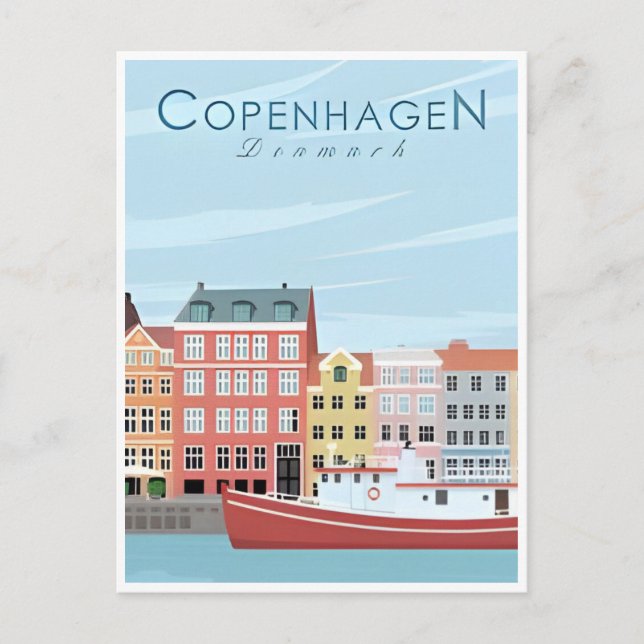 Kopenhagen Dänemark Vintage Stadt Europa Postkarte (Vorderseite)