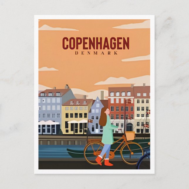 Kopenhagen Dänemark Vintage Stadt Europa Postkarte (Vorderseite)
