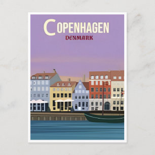 Kopenhagen Dänemark Vintage Stadt Europa Postkarte