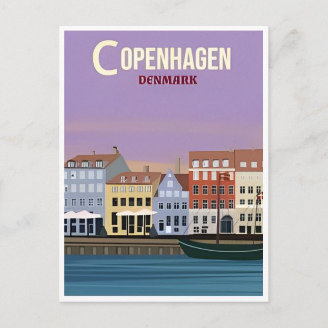 Kopenhagen Dänemark Vintage Stadt Europa Postkarte (Vorderseite)