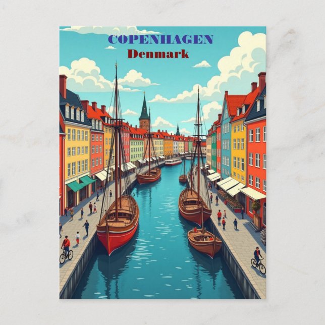 Kopenhagen Dänemark Vintage Travel Art Print - Ret Postkarte (Vorderseite)