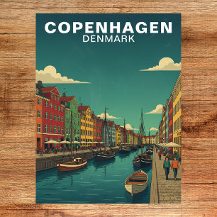 Kopenhagen Dänemark Wasserfront-Kanal Reise Postkarte