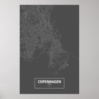 Kopenhagen, Dänemark (weiß auf schwarz)