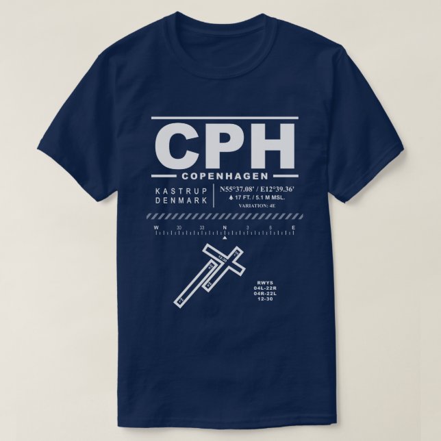 Kopenhagen Flughafen Kastrup CPH T - Shirt (Design vorne)