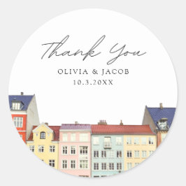 Kopenhagen Gastgeschenk Hochzeit Landschaftliches  Runder Aufkleber