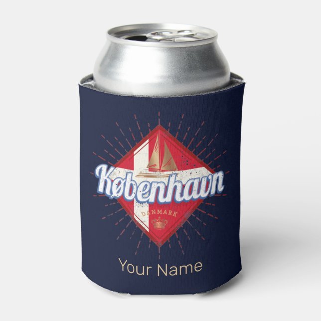 Kopenhagen Hauptstadt Dänemark Retro Segelschiff Dosenkühler (Kanne Vorderseite)